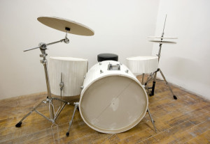 16th's on Center // Drywall, reclaimed drum set hardware // 2012