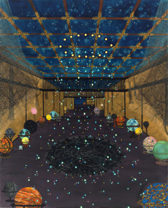 Michiko Itatani, "Cosmic Wanderlust" painting from CTRL-HOME/Echo CRH-7, 2011, oil on canvas, 96" x 78"