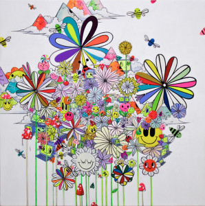 Chris Uphues, Bouquet, 2014, acrylic on panel, 24” x 24”